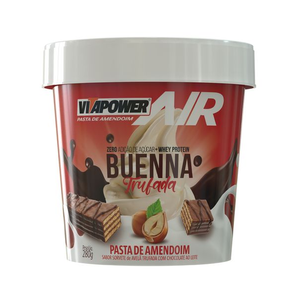 VITAPOWER®: Pasta de Amendoim Sabor Buenna Trufada 280g Pasta de Amendoim com Whey Protein Buenna Trufado 280g - Vitapower