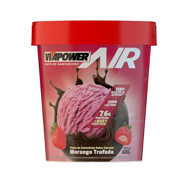VITAPOWER®: Pasta de Amendoim Sabor Morango Trufado 600g Pasta de Amendoim com Whey Protein Morango Trufado 600g - Vitapower